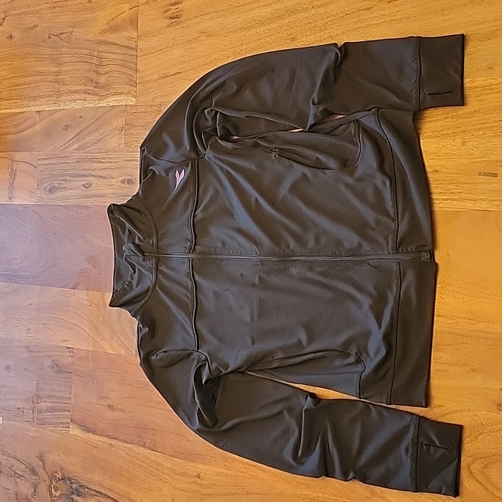 Diadora Kids Zip Up Sweater Size Youth Medium Black with Purple Badge